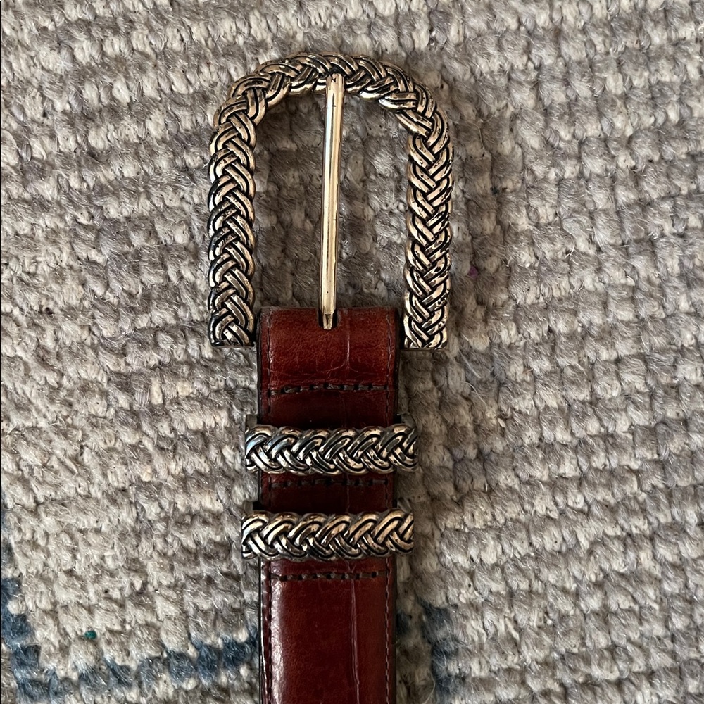 Brighton Brown Leather Belt with Silver Accents